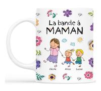 Cadeau Plus Mug Personnalisé Prénom - La Bande À Maman Style Naïf - Mug mamie, Tasse personnalisable mamie, Tasse maman personnalisé, mug pour maman (3 enfants)