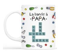 Cadeau Plus Mug Personnalisé Prénom - La Bande À Papa Bricoleur Mots-Croisés - Cadeau fete des peres personnalisable, papi mug (modèle #10)
