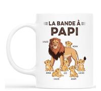 Cadeau Plus Mug Personnalisé Prénom - La Bande À Papi Lion - Cadeau fete des peres personnalisable, cadeau grand pere, tasse papa original, papi mug, mug personnalisé fete des peres