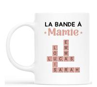 Cadeau Plus Mug Personnalisé Prénom - La Bande À Papy, Mamie Avec Mots Croisés Bleus (Modèle #1)