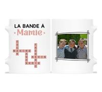 Cadeau Plus Mug Personnalisé Prénom - La Bande À Papy, Mamie Avec Mots Croisés Bleus (Modèle #2)