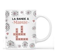 Cadeau Plus Mug Personnalisé Prénom - La Bande À Papy, Mamie Avec Mots Croisés Bleus (Modèle #3)