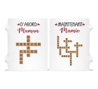 Cadeau Plus Mug Personnalisé Prénom - La Bande À Papy, Mamie Avec Mots Croisés Bleus (Modèle #5)