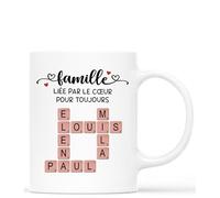 Cadeau Plus Mug Personnalisé Prénom - La Bande À Papy, Mamie Avec Mots Croisés Bleus (Modèle #7)