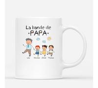 Cadeau Plus Mug Personnalisé Prénom - La Bande À Papy, Mamie Version Dessin Au Crayon De Couleur - Cadeau Mamie, Papi Noel, Cadeau Personnalisé Mamie, Papi, Tasse Personnalisée Mamie, Papi (3 Enfants)