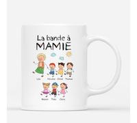 Cadeau Plus Mug Personnalisé Prénom - La Bande À Papy, Mamie Version Dessin Au Crayon De Couleur - Cadeau Mamie, Papi Noel, Cadeau Personnalisé Mamie, Papi, Tasse Personnalisée Mamie, Papi (6 Enfants)