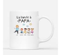 Cadeau Plus Mug Personnalisé Prénom - La Bande À Papy, Mamie Version Dessin Au Crayon De Couleur - Cadeau Mamie, Papi Noel, Cadeau Personnalisé Mamie, Papi, Tasse Personnalisée Mamie, Papi (4 Enfants)