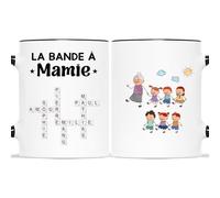 Cadeau Plus Mug Personnalisé Prénom - La Bande À Papy Mots Croisés - Cadeau grand pere personnalisé, cadeau grand pere, tasse pere noel, mug pere noel, tasse noël (6 Enfants)