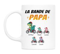 Cadeau Plus Mug Personnalisé Prénom - La Bande À Papy Papa Dinosaure En Course - Tasse papa, Cadeau fete des peres personnalisable, Cadeau grand pere, Papi mug (4 Enfants)