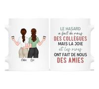 Cadeau Plus Mug Personnalisé Prénom - La Joie Et Les Rires Ont Fait De Nous Des Amies - Cadeau Collegue De Travail Femme, Tasse depart collegue de travail, mug personnalisable collegue (2 Femmes)