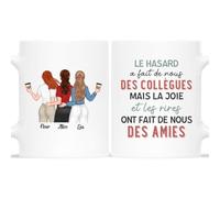 Cadeau Plus Mug Personnalisé Prénom - La Joie Et Les Rires Ont Fait De Nous Des Amies - Cadeau Collegue De Travail Femme, Tasse depart collegue de travail, mug personnalisable collegue (3 Femmes)