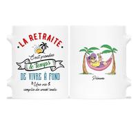 CADEAU PLUS Mug Personnalisé Prénom - La Retraite Vivre à Fond - Cadeau Départ Humoristique, Original pour Femme - Mug Retraite