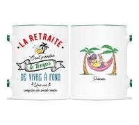 CADEAU PLUS Mug Personnalisé Prénom - La Retraite Vivre à Fond - Cadeau Départ Humoristique, Original pour Femme - Mug Retraite