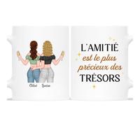 Cadeau Plus Mug Personnalisé Prénom - L'amitié Est Le Plus Précieux Des Trésors - Tasse amitié, Cadeau meilleure amie, cadeau bff, mug soeur personnalisé, tasse personnalisable amitie (2 Femmes)