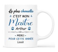CADEAU PLUS Mug Personnalisé Prénom Le Plus Chouette C'est Mon Maître - Mug Céramique 325 ml Pour Professeur, Maître D'École, Cadeau Fin D'Année Scolaire