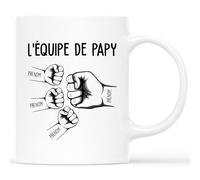 Cadeau Plus Mug Personnalisé Prénom L'équipe de papa - Mug Papa Personnalisé, cadeau papy personnalisé, papi tasse, cadeau noël pere original. (Papi - 3 enfants)