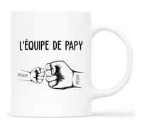 CADEAU PLUS Mug Personnalisé Prénom - L'Équipe de Papy - Tasse Super Papy, Cadeau Fête et Anniversaire Grand-Père
