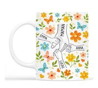 Cadeau Plus Mug Personnalisé Prénom - Les Jolies Fleurs - Cadeau Mamie, Tasse Personnalisée Maman, Cadeaux pour mamans, Mug grand mere (Modèle #1)