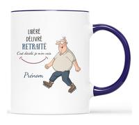 CADEAU PLUS Mug Personnalisé Prénom - Libéré Délivré Retraité - Cadeau Départ Retraite Humoristique, Homme, Tasse Rigolo