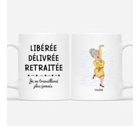 Cadeau Plus Mug Personnalisé Prénom - Libéré, Délivré, Retraité Je Ne Travaillerai Plus Jamais - Cadeau Mug Retraite, Mug Retraite Homme, Cadeau Retraite Femme (Femme)
