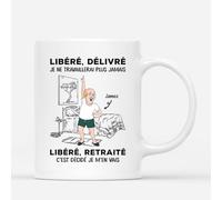 Cadeau Plus Mug Personnalisé Prénom - Libéré, Délivré Version Femme, Homme En Pyjama - Cadeau Mug Retraite, Mug Retraite Homme, Cadeau Retraite Femme (Homme)