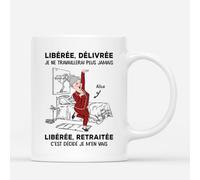 Cadeau Plus Mug Personnalisé Prénom - Libéré, Délivré Version Femme, Homme En Pyjama - Cadeau Mug Retraite, Mug Retraite Homme, Cadeau Retraite Femme (Femme)