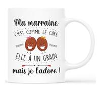 Cadeau Plus Mug Personnalisé Prénom - Ma Marraine C'Est Comme Le Café - Cadeau Marraine, Cadeau Marraine Baptême, Cadeau Marraine Personnalisé, Tasse Marraine, Annonce Grossesse Marraine