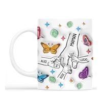 Cadeau Plus Mug Personnalisé Prénom - Maman Tenant Les Mains Design Floral - Mug mamie, Tasse personnalisable mamie (Modèle #2)