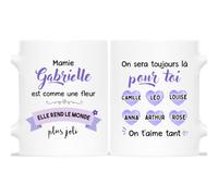 Cadeau Plus Mug Personnalisé Prénom - Mamie Et Ses Enfants D'Amour - Fete Des Grands Meres Tasse, Cadeau Pour Mamie, Mug Personnalisé Mamie, Tasse Super Mamie, Tasse Meilleure Mamie, Mug Mamie
