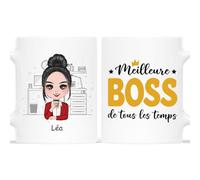 Cadeau Plus Mug Personnalisé Prénom - Meilleur.e Boss De Tous Les Temps - Cadeau Patron, Tasse World Best Boss, Mug Directeur (Femme, Jeune&Milieu)
