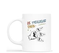 Cadeau Plus Mug Personnalisé Prénom - Meilleur Papa Avec Poings - Cadeau fete des peres personnalisable, cadeau grand pere, tasse papa original, papi mug, mug personnalisé fete des peres (Modèle #2)