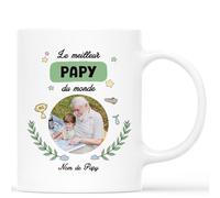 Cadeau Plus Mug Personnalisé Prénom Meilleur Papy Maman Mamie du Monde - Mug Parrain, Tasse Parrain Marraine Bapteme, Cadeau Papy Personnalisé, Tasse mamie, Maman mug (Papy)