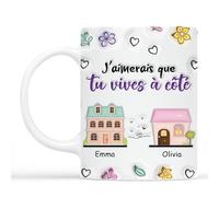 Cadeau Plus Mug Personnalisé Prénom - Meilleure Amie - Vivre À Côté - Cadeau meilleure amie, cadeau bff, tasse personnalisable amitie, mug amie, tasse amitié (2 Personnes)