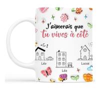 Cadeau Plus Mug Personnalisé Prénom - Meilleure Amie - Vivre À Côté - Tasse amitié, Cadeau meilleure amie, cadeau bff, tasse personnalisable amitie, mug amie (3 Personnes)