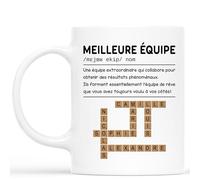 Cadeau Plus Mug Personnalisé Prénom - Meilleure Équipe - Mots-Croisés - Cadeau depart collegue, cadeau retraite, tasse depart collegue de travail, mug retraite (Modèle #1)