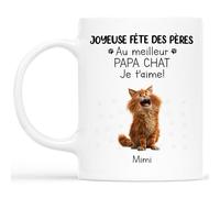 Cadeau Plus Mug Personnalisé Prénom - Meilleure Maman Papa Chat - Tasse personnalisée, Cadeau chat femme, Tasse Grand Mere, Cadeau fan de chat, Mug humour papa (#1)