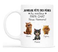 Cadeau Plus Mug Personnalisé Prénom - Meilleure Maman Papa Chat - Tasse personnalisée, Cadeau chat femme, Tasse Grand Mere, Cadeau fan de chat, Mug humour papa (#3)