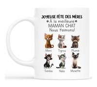 Cadeau Plus Mug Personnalisé Prénom - Meilleure Maman Papa Chat - Tasse personnalisée, Cadeau chat femme, Tasse Grand Mere, Cadeau fan de chat, Mug humour papa (#6)