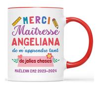 Cadeau Plus Mug Personnalisé Prénom - Merci Maîtresse - Cadeau personnalisé maitresse, Cadeau Maitresse Fin D'année (Rouge)