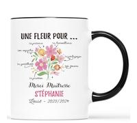 Cadeau Plus Mug Personnalisé Prénom Merci Maîtresse - Cadeau personnalisé maitresse, cadeau maîtresse, mug personnalisé merci maitresse, tasse maitresse d'école (Noir)