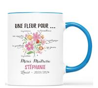 Cadeau Plus Mug Personnalisé Prénom Merci Maîtresse - Cadeau personnalisé maitresse, cadeau maîtresse, mug personnalisé merci maitresse, tasse maitresse d'école (Bleu)