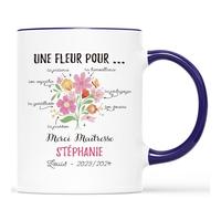 Cadeau Plus Mug Personnalisé Prénom Merci Maîtresse - Cadeau personnalisé maitresse, cadeau maîtresse, mug personnalisé merci maitresse, tasse maitresse d'école (Marine)
