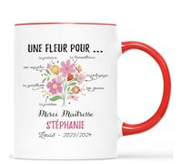 Cadeau Plus Mug Personnalisé Prénom Merci Maîtresse - Cadeau personnalisé maitresse, cadeau maîtresse, mug personnalisé merci maitresse, tasse maitresse d'école (Rouge)