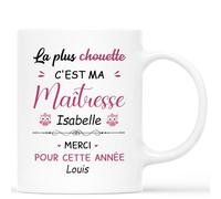 Cadeau Plus Mug Personnalisé Prénom - Merci Maîtresse Pour Cette Année - Cadeau personnalisé maitresse, cadeau maîtresse, mug personnalisé merci maitresse, tasse maitresse d'école