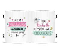 CADEAU PLUS Mug Personnalisé Prénom - Merci Nounou De M'Avoir Tant Chouchouté - Idée Cadeau Original, Tasse Super Nounou