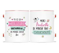 CADEAU PLUS Mug Personnalisé Prénom - Merci Nounou De m'Avoir Tant Chouchouté - Idée Cadeau Original, Tasse Super Nounou