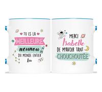 CADEAU PLUS Mug Personnalisé Prénom - Merci Nounou De M'Avoir Tant Chouchoutée - Idée Cadeau Original, Tasse Super Nounou