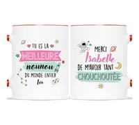CADEAU PLUS Mug Personnalisé Prénom - Merci Nounou De M'Avoir Tant Chouchoutée - Idée Cadeau Original, Tasse Super Nounou