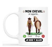 Cadeau Plus Mug Personnalisé Prénom - Mon Cheval M'appelle - Cadeau fille cheval, tasse cheval personnalisable, idee cadeau femme (Modèle #1)