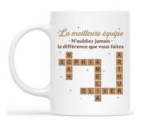 Cadeau Plus Mug Personnalisé Prénom - Mots-Croisés - Ma Meilleure Équipe - Mug Meilleure Collegue, Tasse Personnalisable Collegue, Cadeau Collègue, Tasse Personnalisable Texte (Modèle #1)